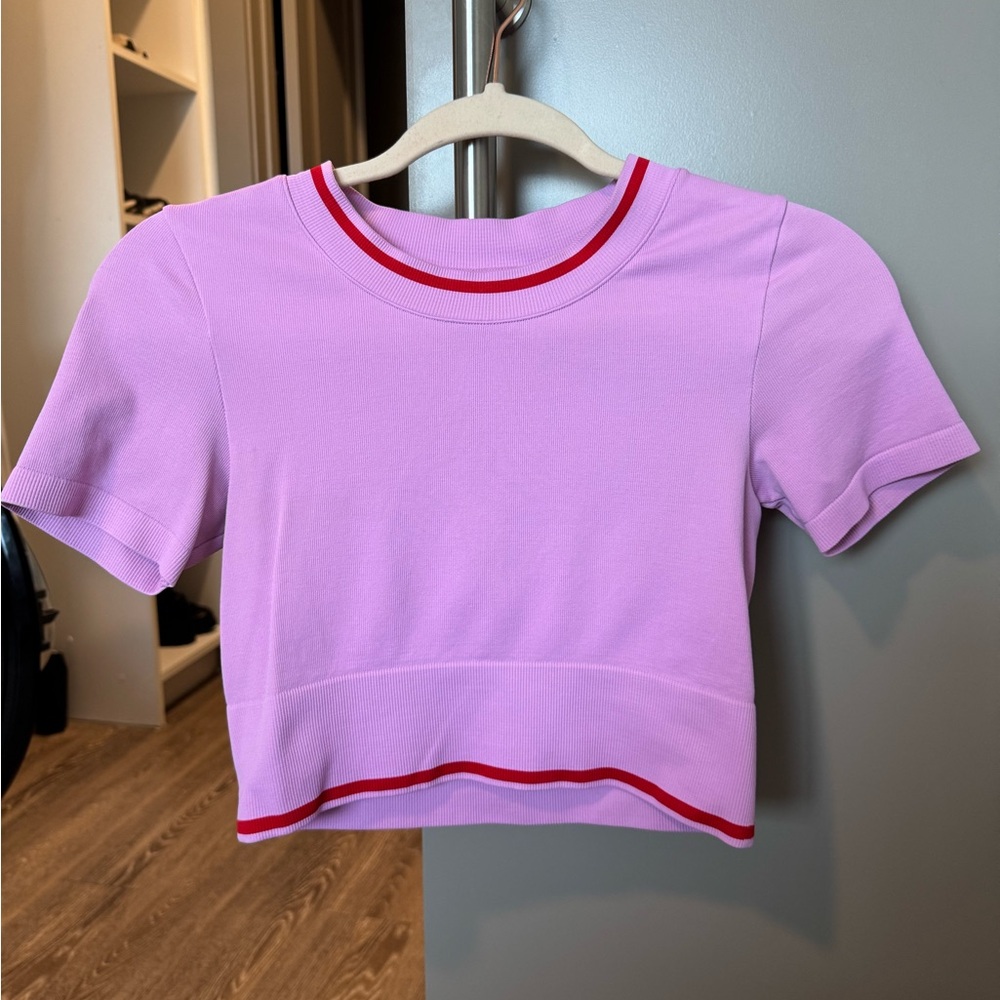 H&M Pink Crop Top with Red Trim